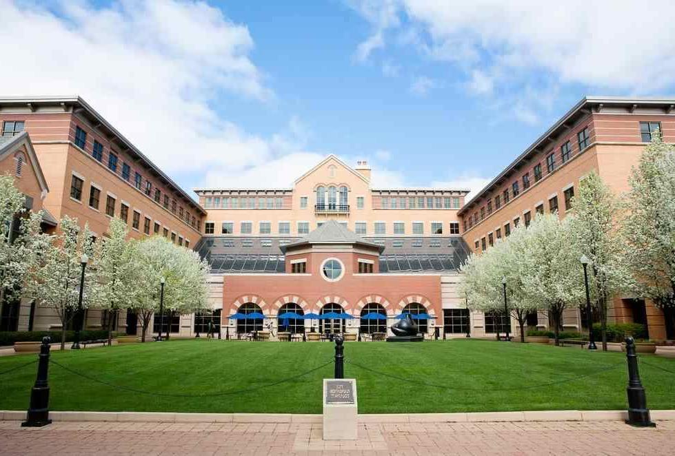 The front of the DeVos Building on the Pew Campus